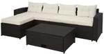 MCW Poly-Rattan Garnitur J34 4-teilig Braun Kissen Creme-Beige