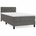 vidaXL Boxspringbett mit Matratze Dunkelgrau 80x200 cm Samt 3141450