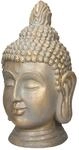 ECD Germany Buddha Figur Kopf Statue 74,5cm aus Polyresin Bronzeoptik Dekoration