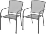 vidaXL Stapelbare Gartenst&uuml;hle 2 Stk Stahl Grau 42705