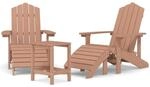 vidaXL Adirondack-Gartenst&uuml;hle mit Hocker & Tisch HDPE Braun 3095714