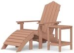 vidaXL Adirondack-Gartenstuhl mit Hocker & Tisch HDPE Braun