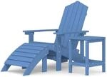 vidaXL Adirondack-Gartenstuhl mit Hocker & Tisch HDPE Aquamarin 3095711