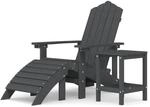 vidaXL Adirondack-Gartenstuhl mit Hocker & Tisch HDPE Anthrazit