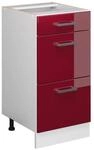 Vicco K&uuml;chenunterschrank R-Line Bordeaux Hochglanz/Wei&szlig; 40 cm mit Schubladen ohne
