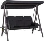Outsunny 3-Sitzer Hollywoodschaukel mit Sonnendach Schwarz 116 x 206 x 183 cm