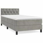 vidaXL Boxspringbett mit Matratze Hellgrau 80x200 cm Samt1537779