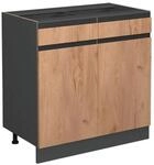 Vicco K&uuml;chenunterschrank R-Line Goldkraft Eiche/Anthrazit 80 cm J-Shape ohne