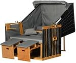Outsunny Strandkorb Holz PE-Rattan Schaumstoff Hellgrau B118 x T79 x H160 cm