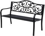 Outsunny Gartenbank Stahl Metall Schwarz 127L x 60B x 89H cm