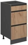Vicco K&uuml;chenunterschrank R-Line Goldkraft Eiche/Anthrazit 40 cm J-Shape mit