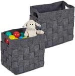 Relaxdays Aufbewahrungskorb Filz Grau Faltbar 30 cm x 30 cm x 24 cm 2er Set