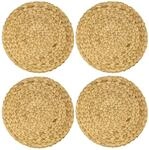 HMF 37231-S4 Tischset Rund Geflochten aus Wasserhyazinthe Platzset Abwaschbar 4er Set
