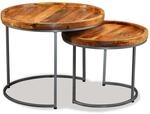 vidaXL Beistelltisch-Set 2 Stk Mangoholz Massiv 244585