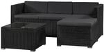 Juskys Polyrattan Lounge Sitzgarnitur Punta Cana M Schwarz mit Bez&uuml;gen in Dunkelgrau