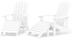 vidaXL Adirondack-Gartenst&uuml;hle 2 Stk mit Hockern HDPE Wei&szlig; 3095696
