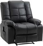 HOMCOM Massagesessel Elektrisch Kunstleder Holz Stahl Schwarz 94 x 99 x 99 cm