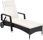 Tectake Rattan Sonnenliege Widerstandsf&auml;hig Uv Best&auml;ndig 200 x 70 x 33 cm Schwarz