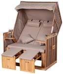 Outsunny Strandkorb Holz PE-Rattan Polyester Schaumstoff B118 x T79 x H160 cm Beige