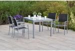 Merxx Milano Set 5-tlg. mit Gartentisch Ausziehbar 120/180 x 90 cm Schwarz