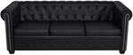 vidaXL Chesterfield-Sofa 3-Sitzer Kunstleder Schwarz