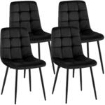 CLP 4er Set Esszimmerst&uuml;hle Antibes Samt Schwarz