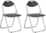 vidaXL Klappbare Esszimmerst&uuml;hle 2 Stk Schwarz Kunstleder 284407