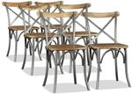 vidaXL Esszimmerst&uuml;hle 6 Stk Mangoholz Massiv und Stahl-Kreuzlehne 274909
