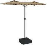 vidaXL Doppel-Sonnenschirm mit LED-Leuchten Taupe 316x145 cm 362972