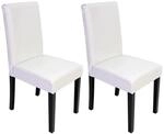 MCW Esszimmerstuhl Littau 2er-Set Leder Wei&szlig; Dunkle Beine