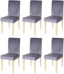 MCW Esszimmerstuhl Littau Samt 6er-Set Grau Helle Beine