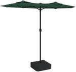 vidaXL Doppel-Sonnenschirm mit LED-Leuchten Gr&uuml;n 316x145 cm 362970