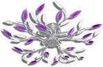 vidaXL Deckenlampe Lila und Wei&szlig;e Bl&auml;tterranken mit Acryl-Bl&auml;ttern 5x E14 241477