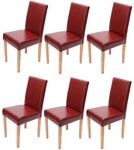 MCW Esszimmerstuhl Littau 6er-Set Leder Rot Helle Beine