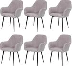MCW Esszimmerstuhl F18 6er-Set Stoff/Textil Grau Schwarze Beine
