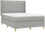 vidaXL Boxspringbett mit Matratze & LED Hellgrau 140x200 cm Stoff 3138877