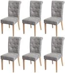 MCW Esszimmerstuhl Chesterfield II 6er-Set Stoff/Textil Hellgrau Helle Beine