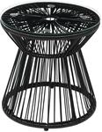 Outsunny Ratten Beistelltisch Eisen PE-Rattan Glas Schwarz 40L x 40B x 42H cm
