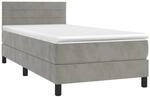 vidaXL Boxspringbett mit Matratze & LED Hellgrau 90x200 cm Samt 3134441