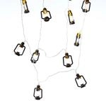 Marelida LED Lichterkette Mini Laternen Dekogirlande 10 Schwarze Sturmlaternen L 