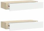 vidaXL Wandschubladenregale 2 Stk Eiche und Wei&szlig; 60x23,5x10cm MDF 330264