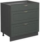 Vicco K&uuml;chenunterschrank Fame-Line Gr&uuml;n-Gold Landhaus/Anthrazit 80 cm mit 3