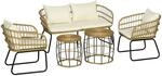 Outsunny 5 Tlg. Rattan Gartenm&ouml;bel-Set mit Kissen