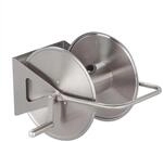 Relaxdays Schlauchtrommel Edelstahl Silber Wandmontierbar 43,5 cm x 43,5 cm x 31,5 cm