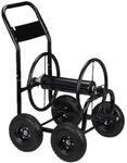 Relaxdays Schlauchwagen Stahl Schwarz Fahrbar Kurbelbetrieben 95,5 cm x 61 cm x 72 cm