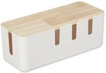 Relaxdays Kabelbox Kunststoff Holz Wei&szlig; Mit Holzdeckel F&uuml;r 2 Steckdosenleisten 30,5