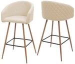 MCW Barhocker D72 2er-Set Stoff/Textil Creme-Beige