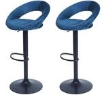 MCW Barhocker F46 2er-Set Samt Petrol-Blau
