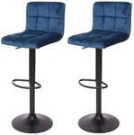 MCW Barhocker G87 2er-Set Samt Petrol-Blau Fu&szlig; Schwarz