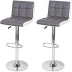 MCW Barhocker G87 2er-Set Kunstleder Grau-Wei&szlig; Chromfu&szlig;